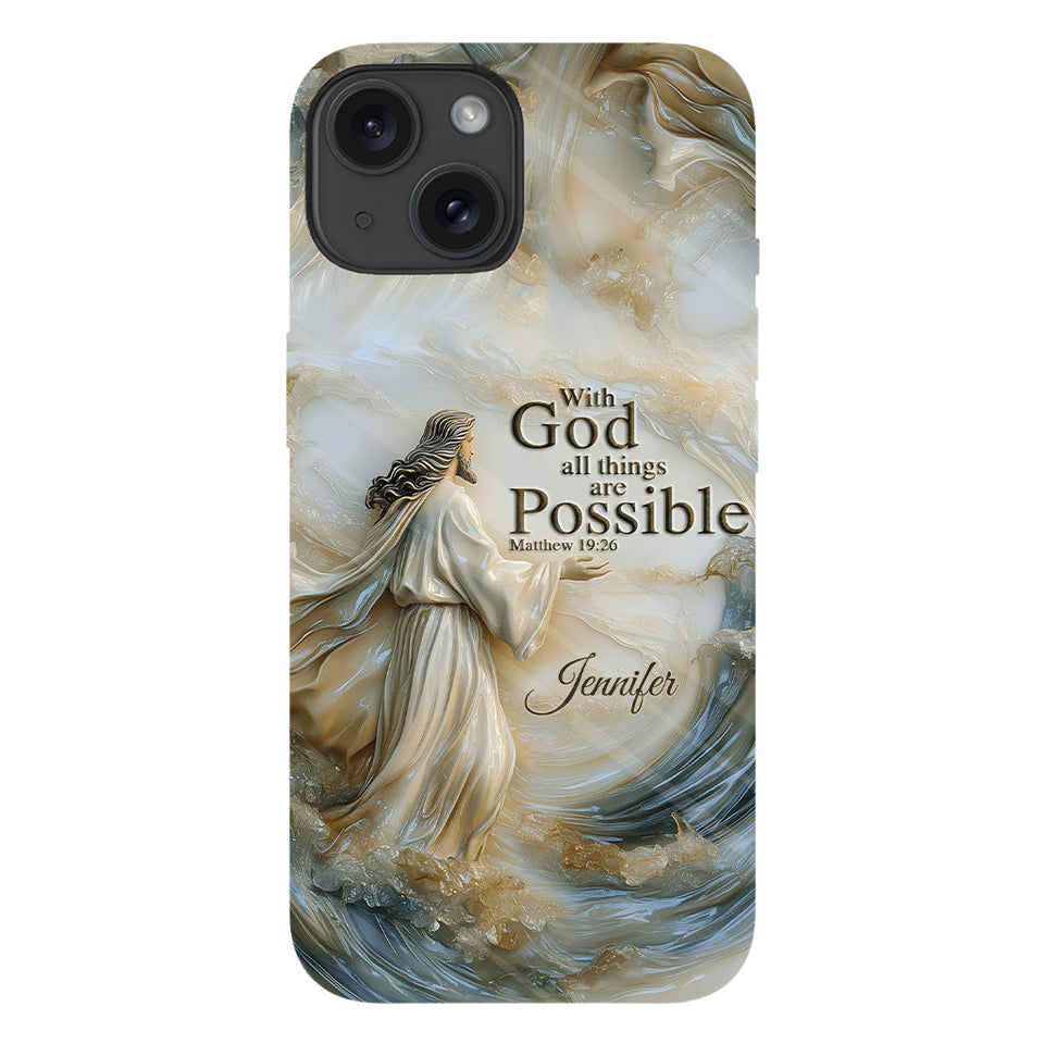 Avec Dieu - Coque de téléphone personnalisée avec impression chrétienne intégrale