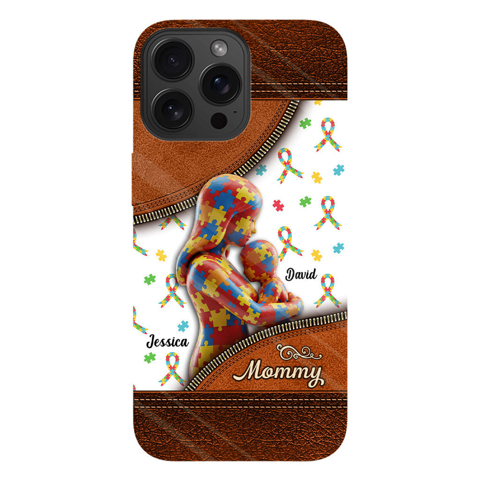 L'amour d'une mère - Coque de téléphone personnalisée avec impression intégrale pour la sensibilisation à l'autisme