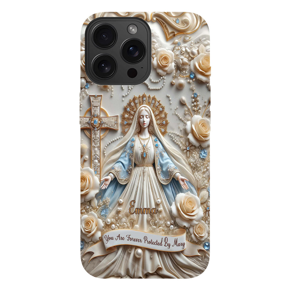 Tu es protégé(e) à jamais par Marie - Coque de téléphone personnalisée avec texte chrétien intégral