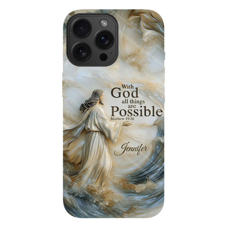 Avec Dieu - Coque de téléphone personnalisée avec impression chrétienne intégrale