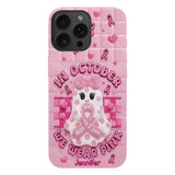 Coque de téléphone personnalisée avec un adorable fantôme et un message de sensibilisation au cancer du sein - Coque de téléphone imprimée intégralement pour la sensibilisation au cancer du sein