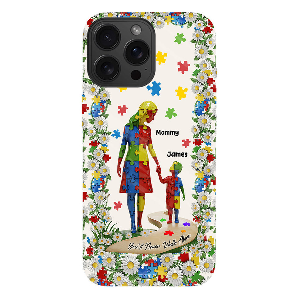 Tu ne marcheras jamais seul - Coque de téléphone personnalisée avec impression intégrale pour la sensibilisation à l'autisme