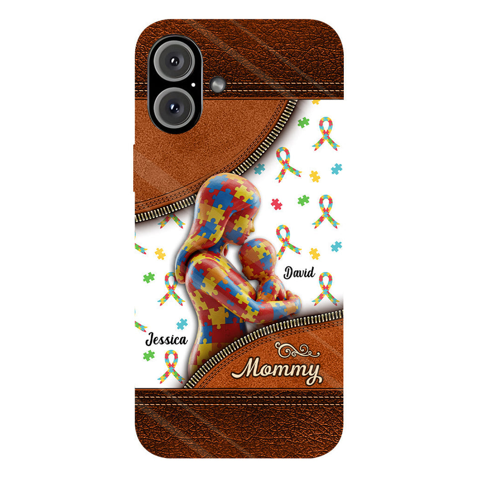 L'amour d'une mère - Coque de téléphone personnalisée avec impression intégrale pour la sensibilisation à l'autisme