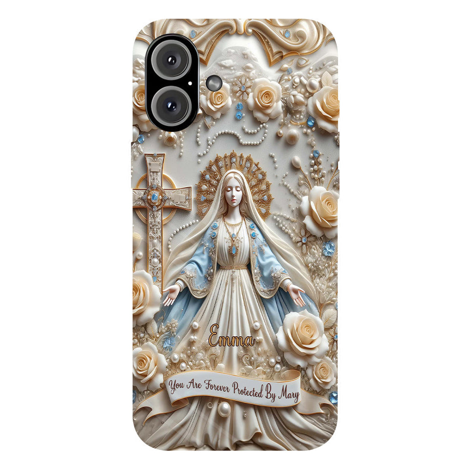 Tu es protégé(e) à jamais par Marie - Coque de téléphone personnalisée avec texte chrétien intégral