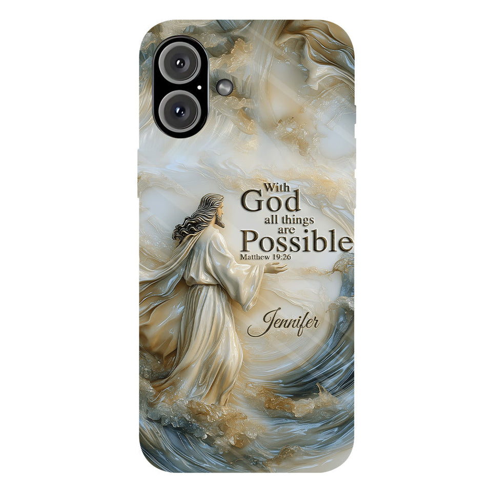 Avec Dieu - Coque de téléphone personnalisée avec impression chrétienne intégrale