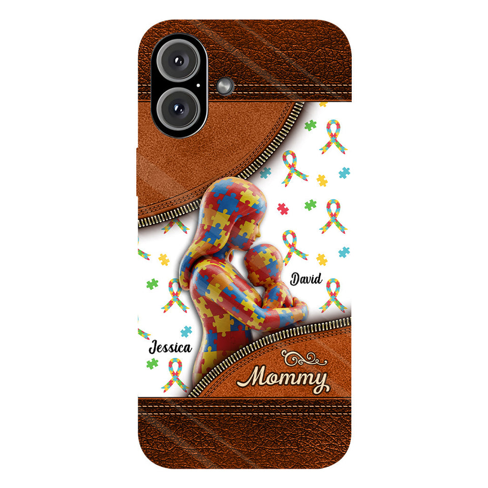 L'amour d'une mère - Coque de téléphone personnalisée avec impression intégrale pour la sensibilisation à l'autisme