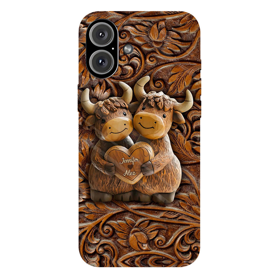 Cute Highland Cow Couple - Personalized Highland Cow Full Print Phone Case