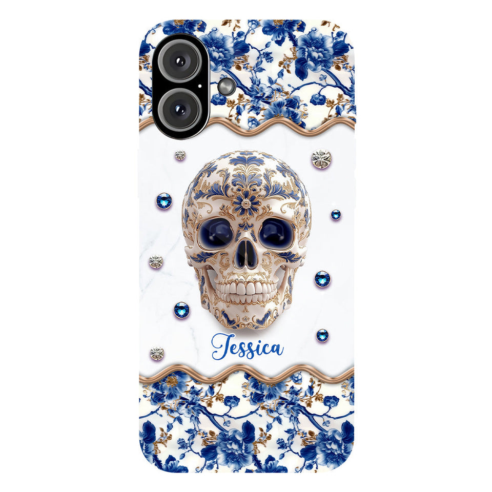 Skull Toile de Jouy - Personalized Skull Full Print Phone Case