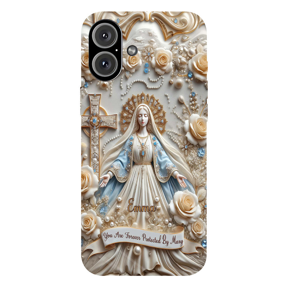Tu es protégé(e) à jamais par Marie - Coque de téléphone personnalisée avec texte chrétien intégral