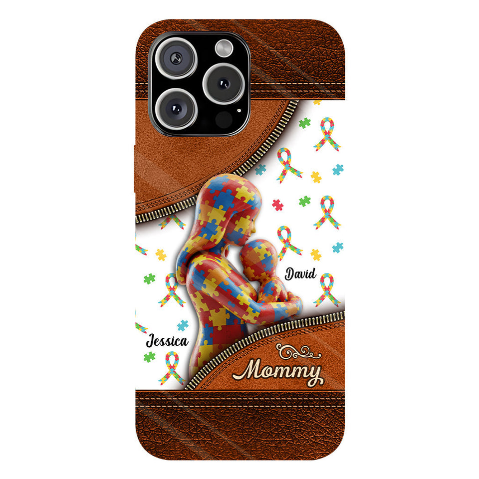 L'amour d'une mère - Coque de téléphone personnalisée avec impression intégrale pour la sensibilisation à l'autisme