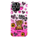 Sunflower Highland Cow - Personalized Full Print Phone Case
