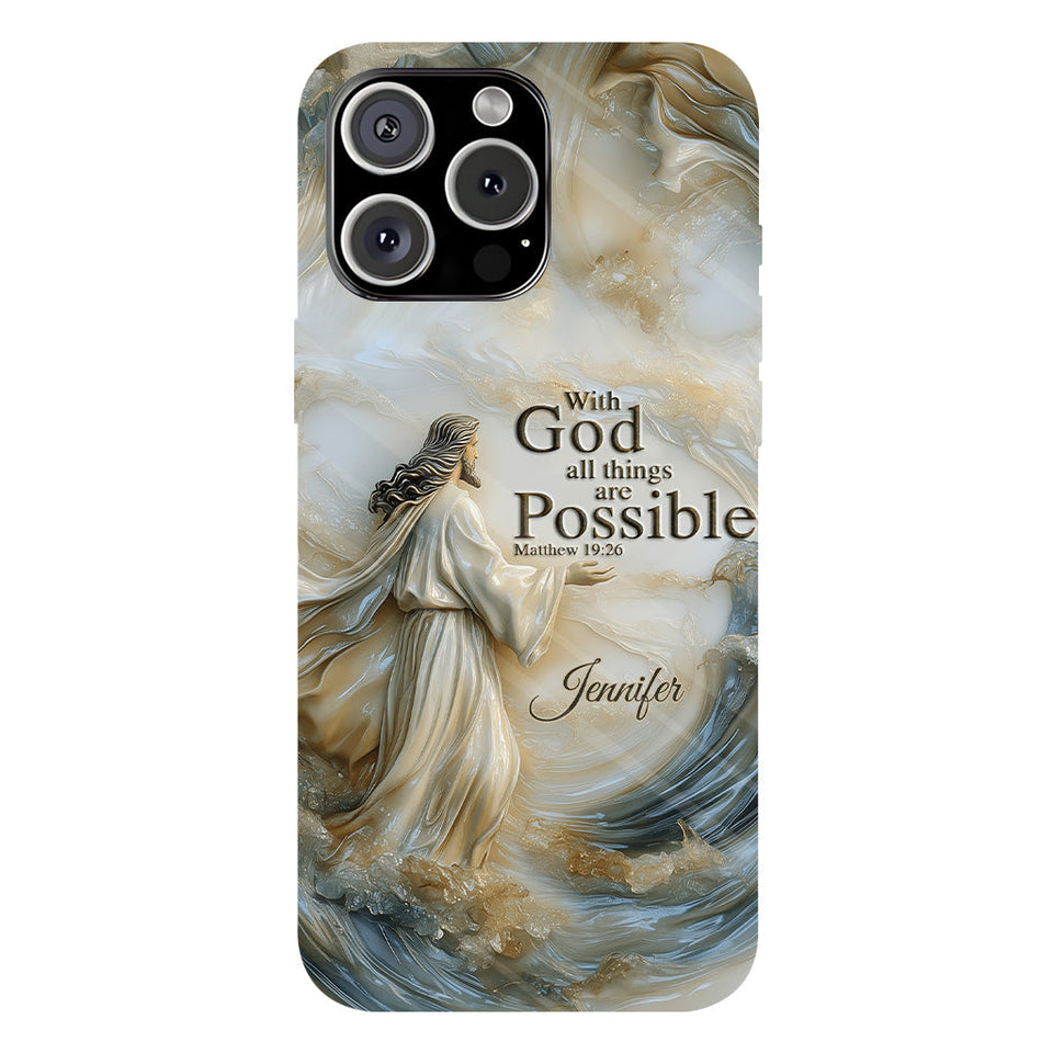 Avec Dieu - Coque de téléphone personnalisée avec impression chrétienne intégrale