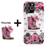 Cowgirl Boots - Personalized Cowgirl Full Print Phone Case & Phone Grip