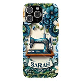 Blue Sewing Machine - Personalized Sewing Full Print Phone Case