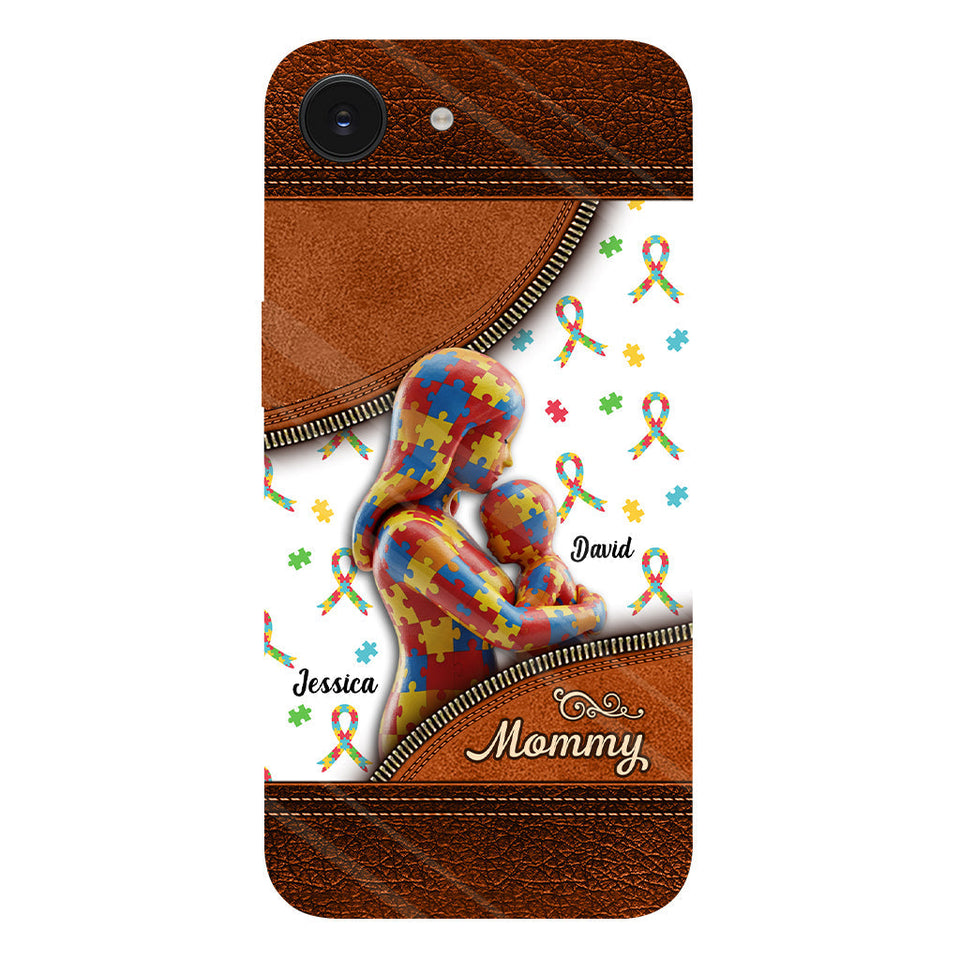 L'amour d'une mère - Coque de téléphone personnalisée avec impression intégrale pour la sensibilisation à l'autisme