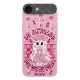 Coque de téléphone personnalisée avec un adorable fantôme et un message de sensibilisation au cancer du sein - Coque de téléphone imprimée intégralement pour la sensibilisation au cancer du sein